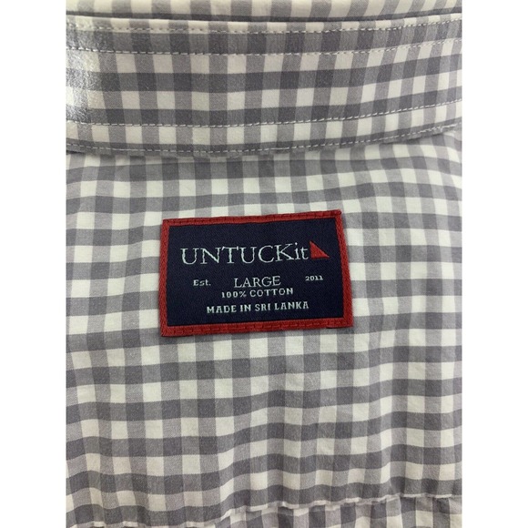 Untuckit Men’s Dress Shirt Long Sleeve Button Up Gray Check Size Large Cotton - Picture 2 of 12